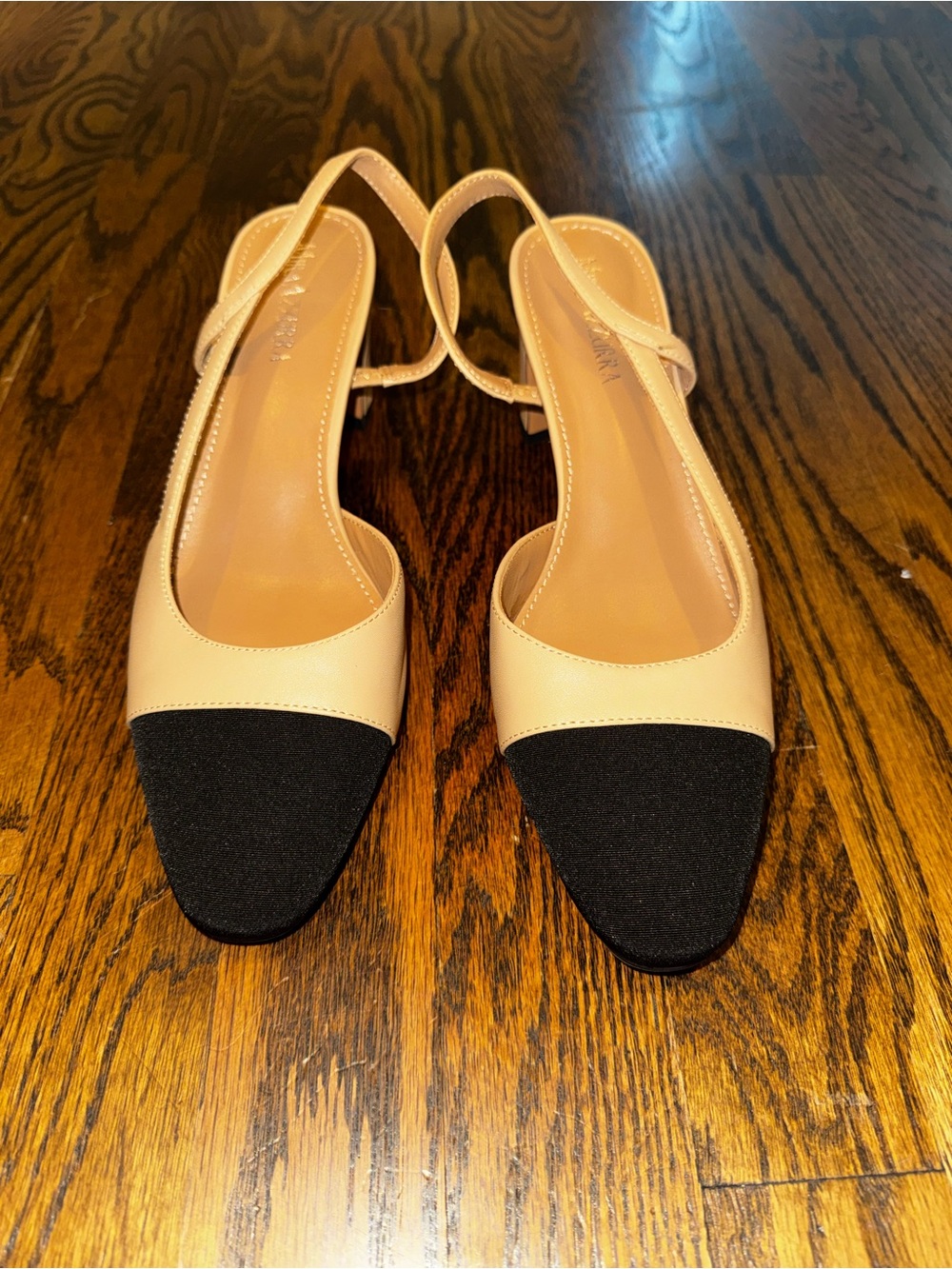 Nude and Black Two-Tone Slingback Pumps
